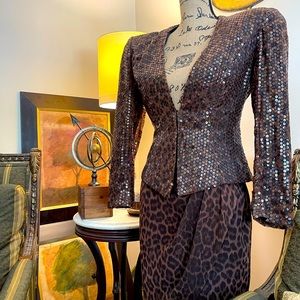 Stunning Animal Print  Sequin Jacket Evening Suit.